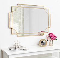 Kate and Laurel Minuette Decorative Rectangle Frame Wall Mirror in Gold Leaf, 24x35.5 Inches 35.5"L x 24"W Gold