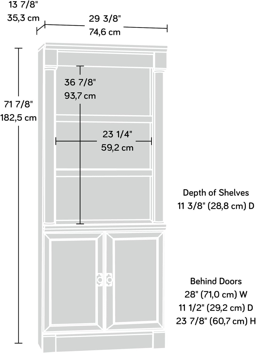 SAUDER Palladia 5-Shelf Library Bookcase with Doors