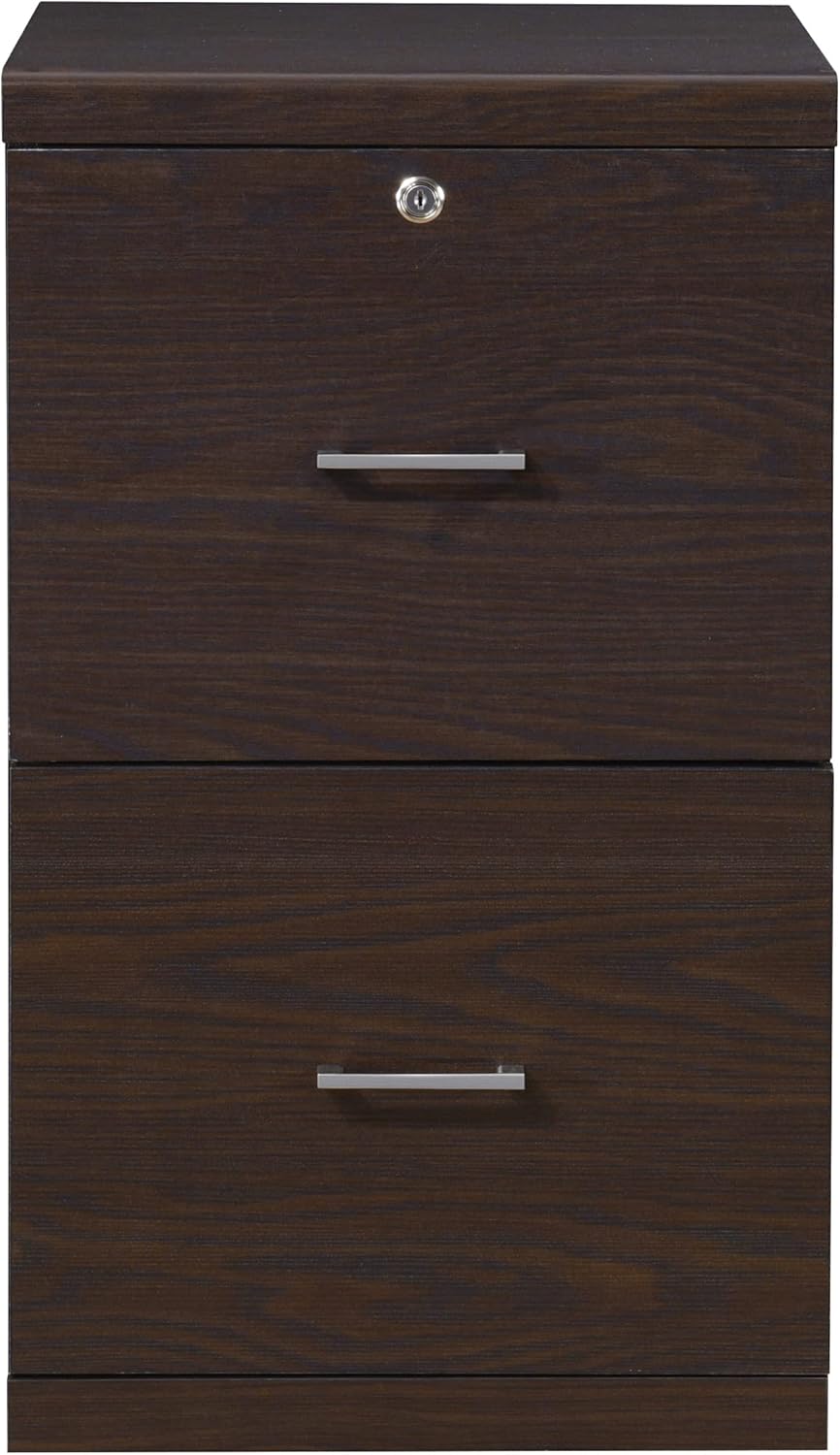 Office Star Alpine 2-Drawer Vertical File Cabinet with Locking Top Drawer and Lockdowel Fastening System