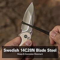 CIVIVI Triptych Folding Pocket Knife, 2.97in 14C28N Blade, G10 Handle, Button Lock