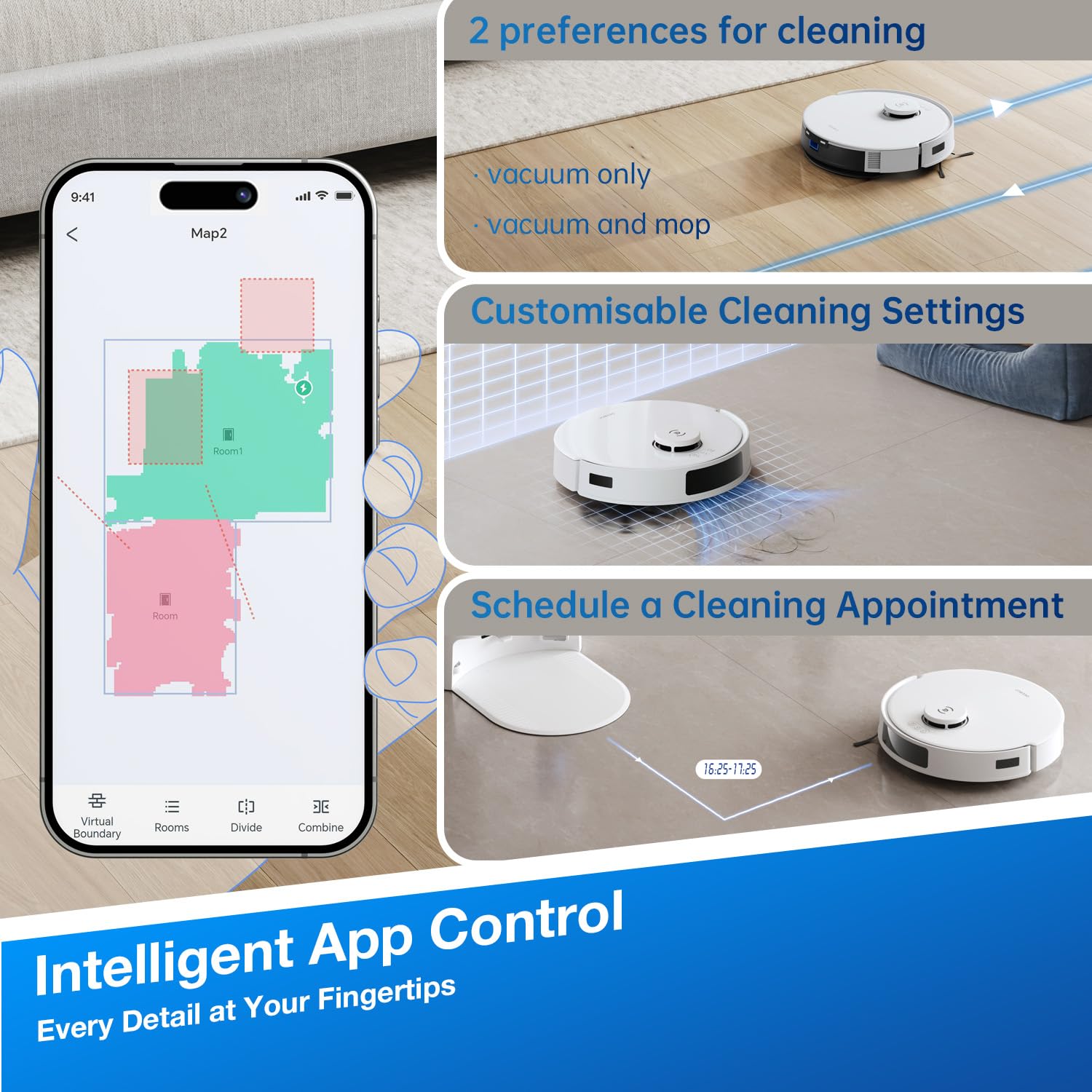 Ecovacs DEEBOT N20 PRO Robot Vacuum Cleaner - 8000Pa Suction, 300min Runtime