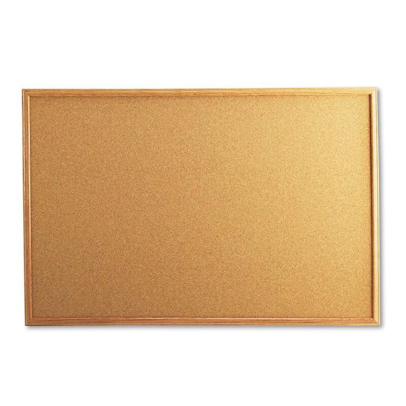 Universal 43603 Cork Board with Oak Style Frame, 36 x 24, Natural, Oak-Finished Frame