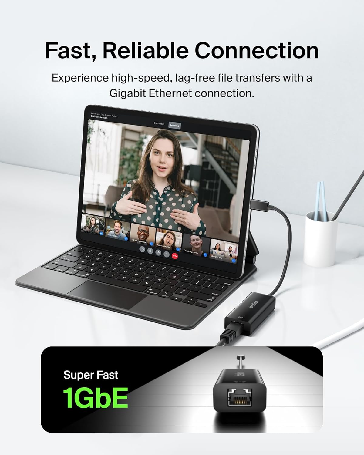 Belkin USB-C to Ethernet Adapter, Gigabit Ethernet Port Compatible w/ USB-C Devices
