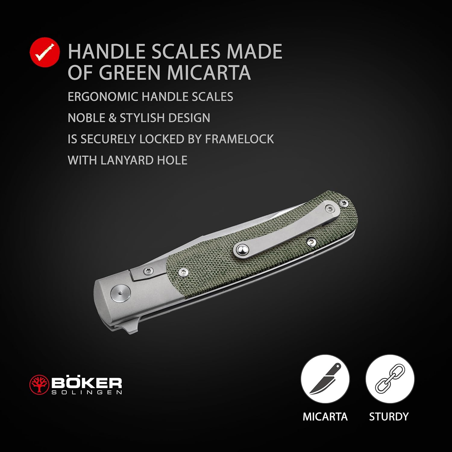 Böker SOLINGEN® TRPPR Micarta Gentleman Knife - Flipper pocket knife with clip - professional folding - MagnaCut blade