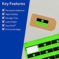 Avery Printable Neon Green Rectangle Labels with Sure Feed Technology, 3/4" x 2-1/4", Print-to-the-Edge