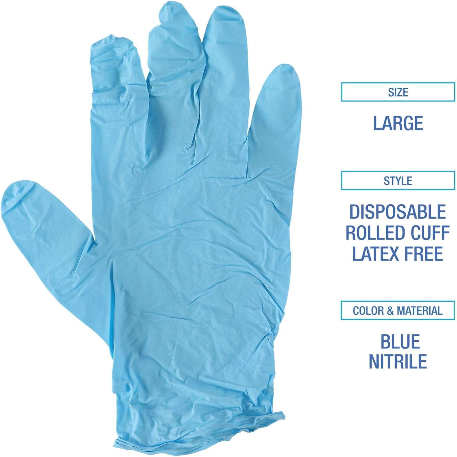 Boardwalk Disposable General-Purpose Powder-Free Nitrile Gloves, Large, Blue, 5mil, Box Of 100 Gloves