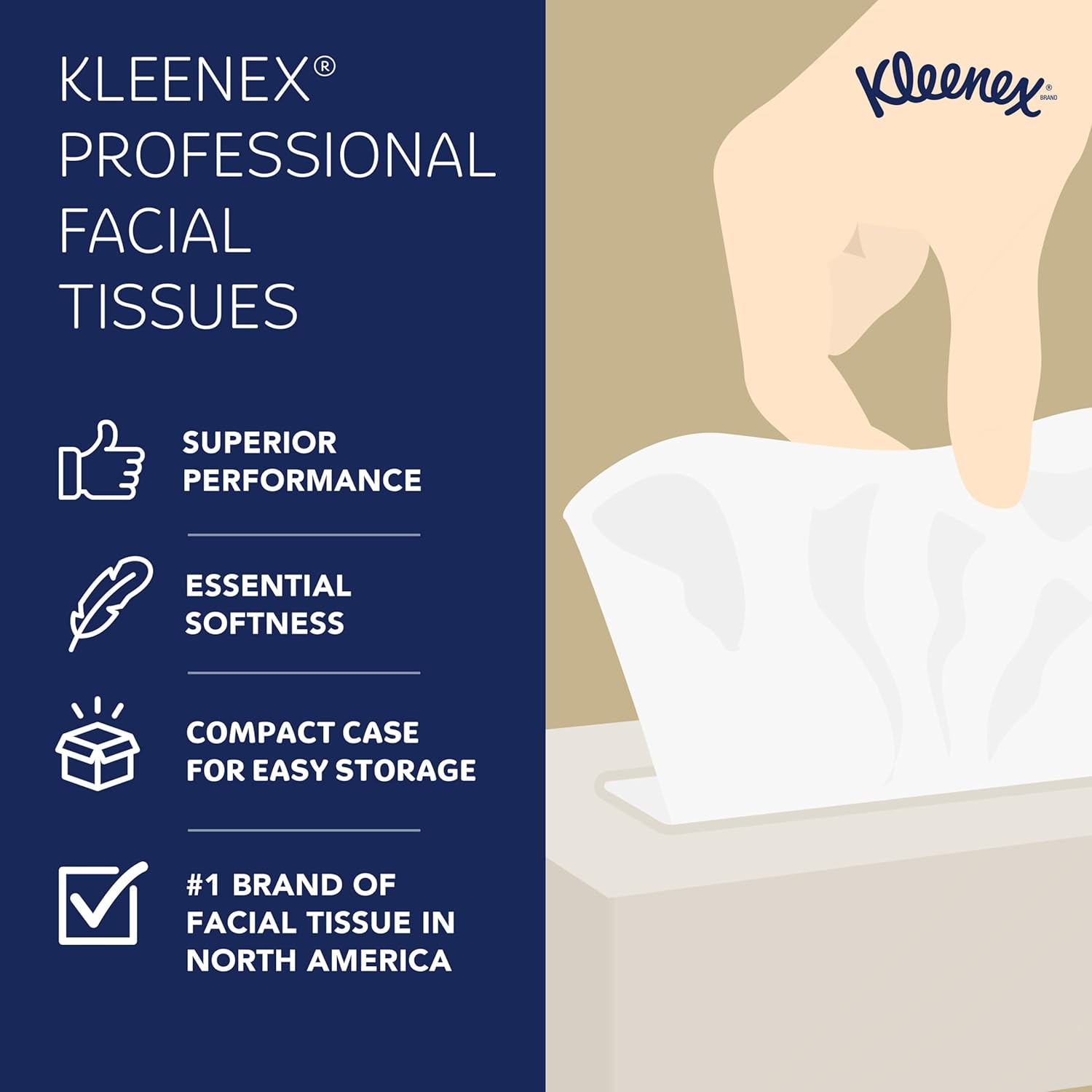 Kleenex® Professional Facial Tissue, Bulk (03076), 2-Ply, White, Flat Facial Tissue Boxes for Business