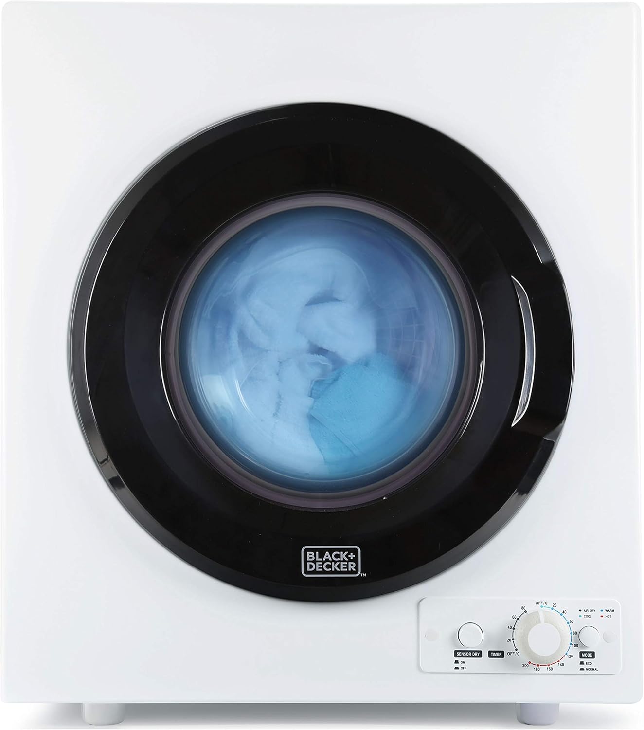 BLACK+DECKER Compact Portable Dryer (Front-Load, Stainless Steel Drum)
