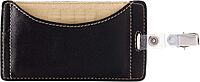 FORAY Office Depot Brand Faux Leather ID Badge Holder, Vertical, Black/Tan