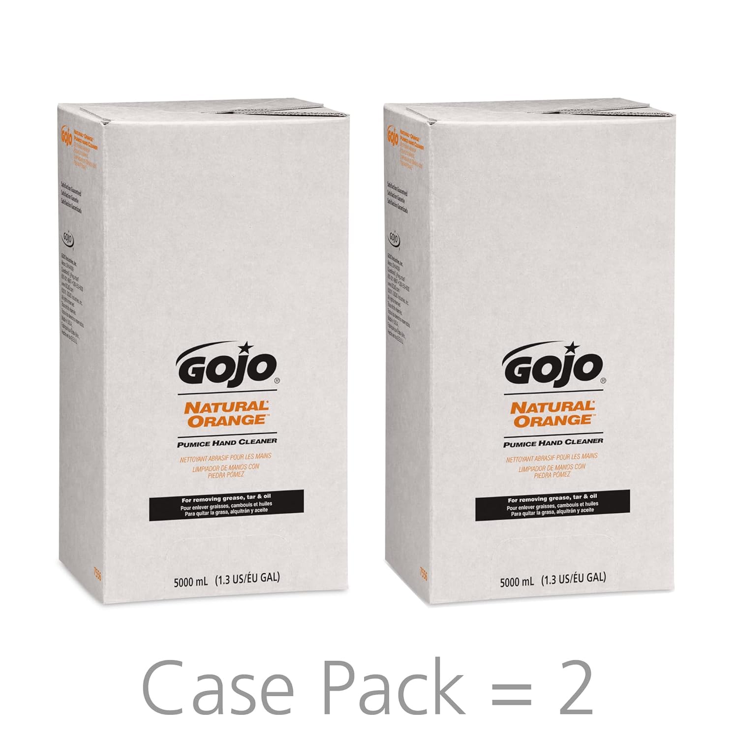 GOJO NATURAL ORANGE Pumice Hand Cleaner, 5000 mL Quick Acting Lotion Hand Cleaner Refill PRO TDX Dispenser (Pack of 2)