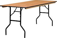 Flash Furniture Rectangular Folding Banquet Table, 30-1/4in H x 30in W x 72in D, Natural/Black