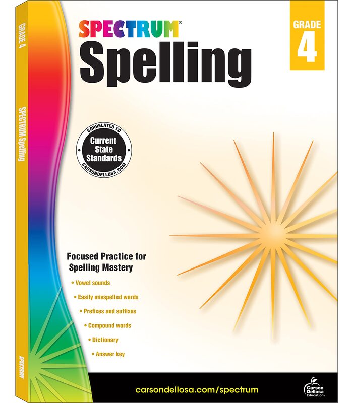 Spectrum Spelling Workbook Grade 4, Ages 9 to 10, 4th Grade Spelling Workbook, Handwriting Practice with Vowels, Diagraphs, Parts of Speech, and ... English Dictionary - 208 Pages (Volume 31)