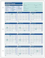 ComplyRight 2025-2026 Fiscal Attendance Calendar, 8 1/2in x 11in, Pack Of 50