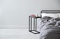 IRIS USA Wood and Metal Frame Side Table, Accent Sofa End Table Coffee Snack, Bedroom Night Stand, Living Room Computer Desk