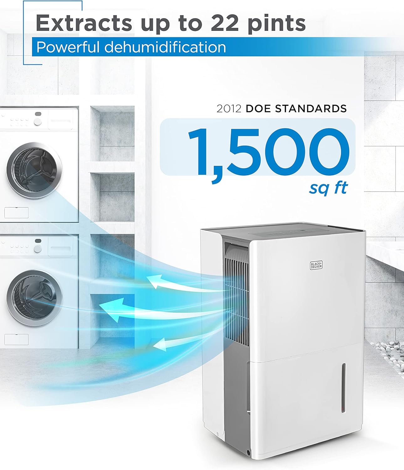 BLACK+DECKER Portable Dehumidifier, Energy Star Certified for Home and Basements