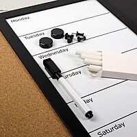 Excello Global Products Wall Board Combo Whiteboard Corkboard & Chalkboard: Magnetic Large Weekly Daily Planner Note Reminder Wall Mounted Task Organizer 23.5"x15"