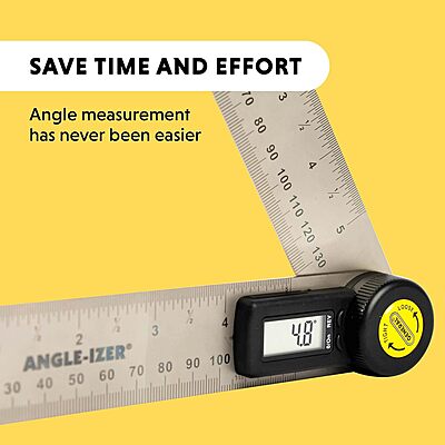General Tools Digital Angle Finder Ruler #822 - 5" Stainless Steel Woodworking Protractor Tool with Large LCD Display 5-Inch