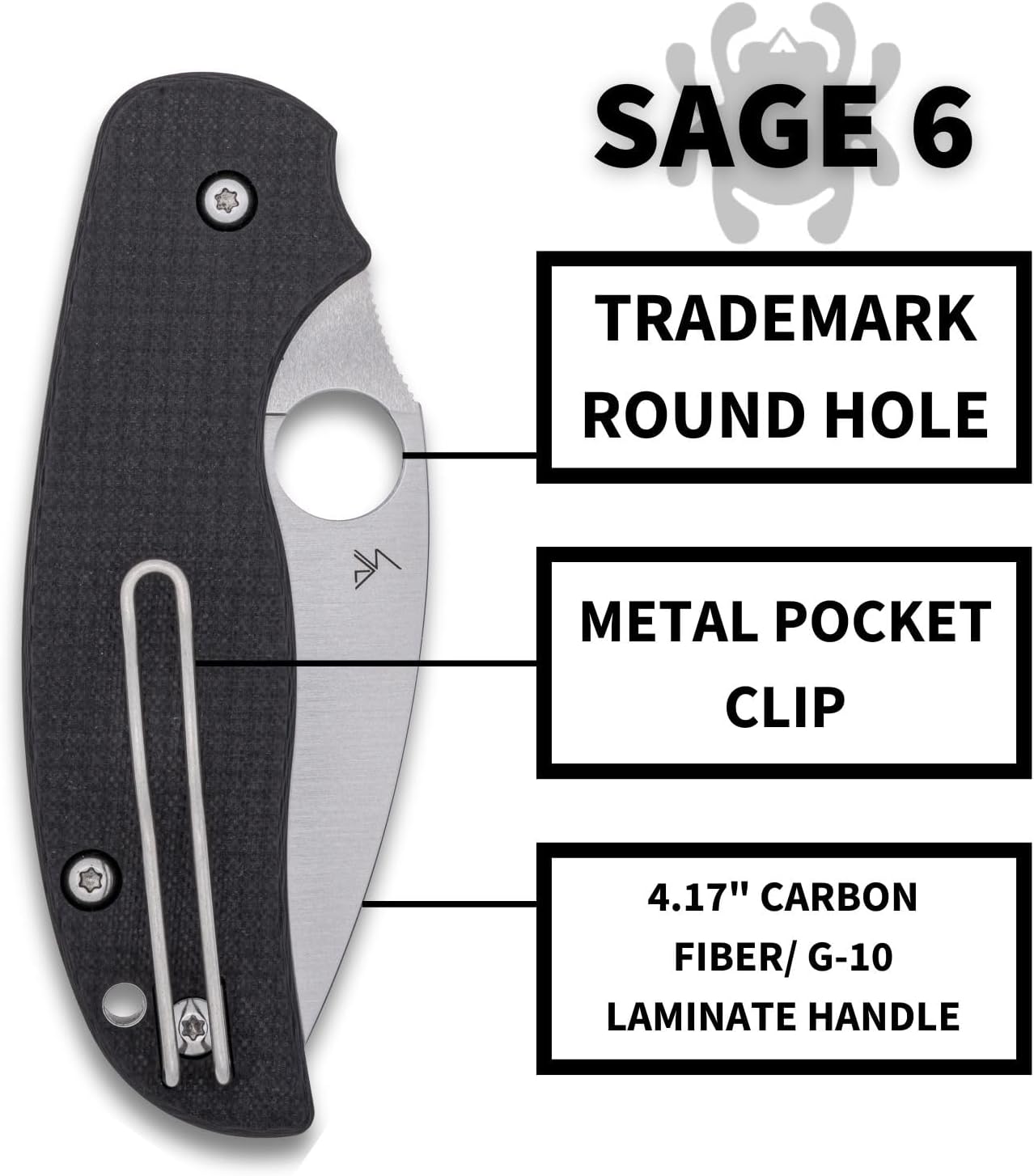 Spyderco Sage 6 Folding Knife - CPM S30V Steel Blade with Carbon Fiber/G-10 Laminate Handle, Button-Release Compression Lock