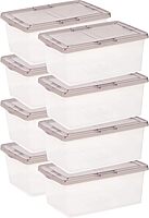 IRIS USA 8 Pack 17 Quart Snap Top Plastic Storage Box