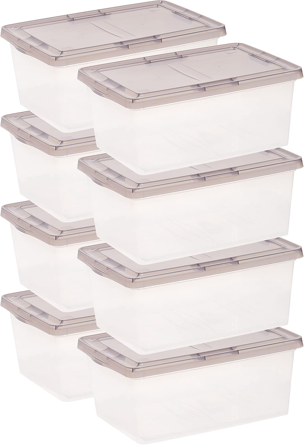 IRIS USA 8 Pack 17 Quart Snap Top Plastic Storage Box