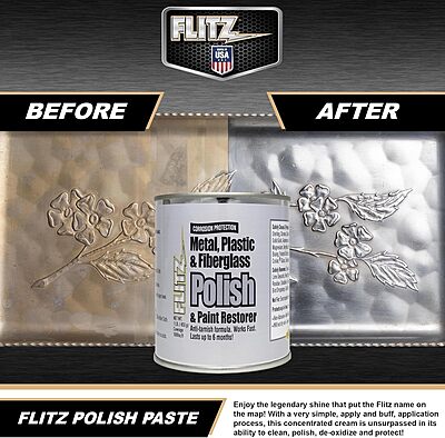 Flitz Multi-Purpose Metal Polish Paste - 1lb Can of USA-Made Metal Scratch Remover - Works on Stainless Steel, Chrome