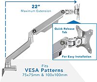 Mount-It! Single Monitor Desk Mount with Height Adjustable Mechanical Spring Arm