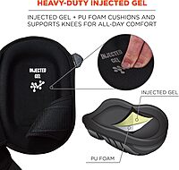 Ergodyne ProFlex 345 Professional Knee Pads, Protective Long Cap, Injected Gel Padded Technology, Adjustable Straps, Black