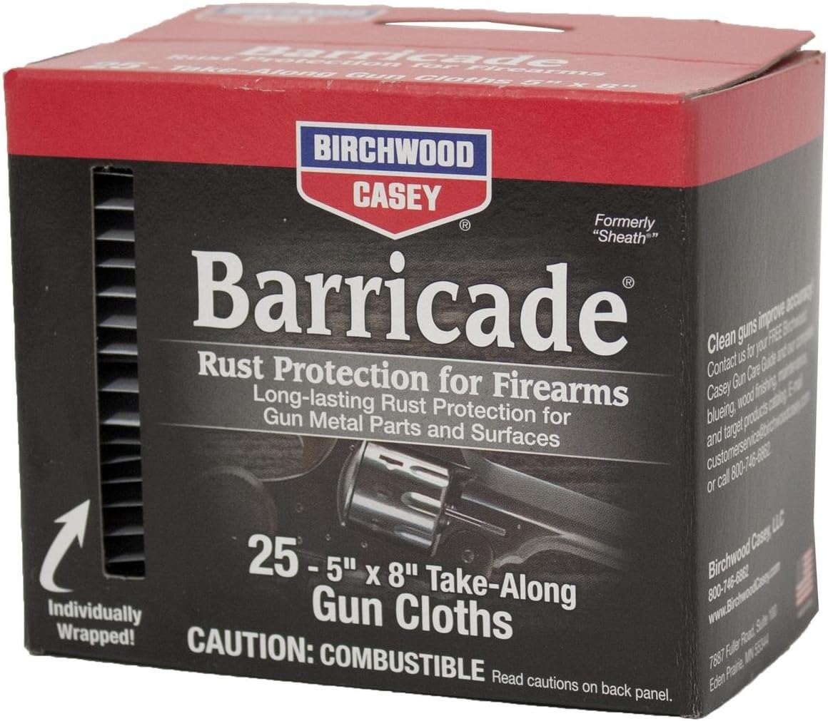 BIRCHWOOD CASEY Barricade Gun Rust Protection Take-Along Cloths | Convenient-Packed Effective Anti-Rust Wipes for Gun