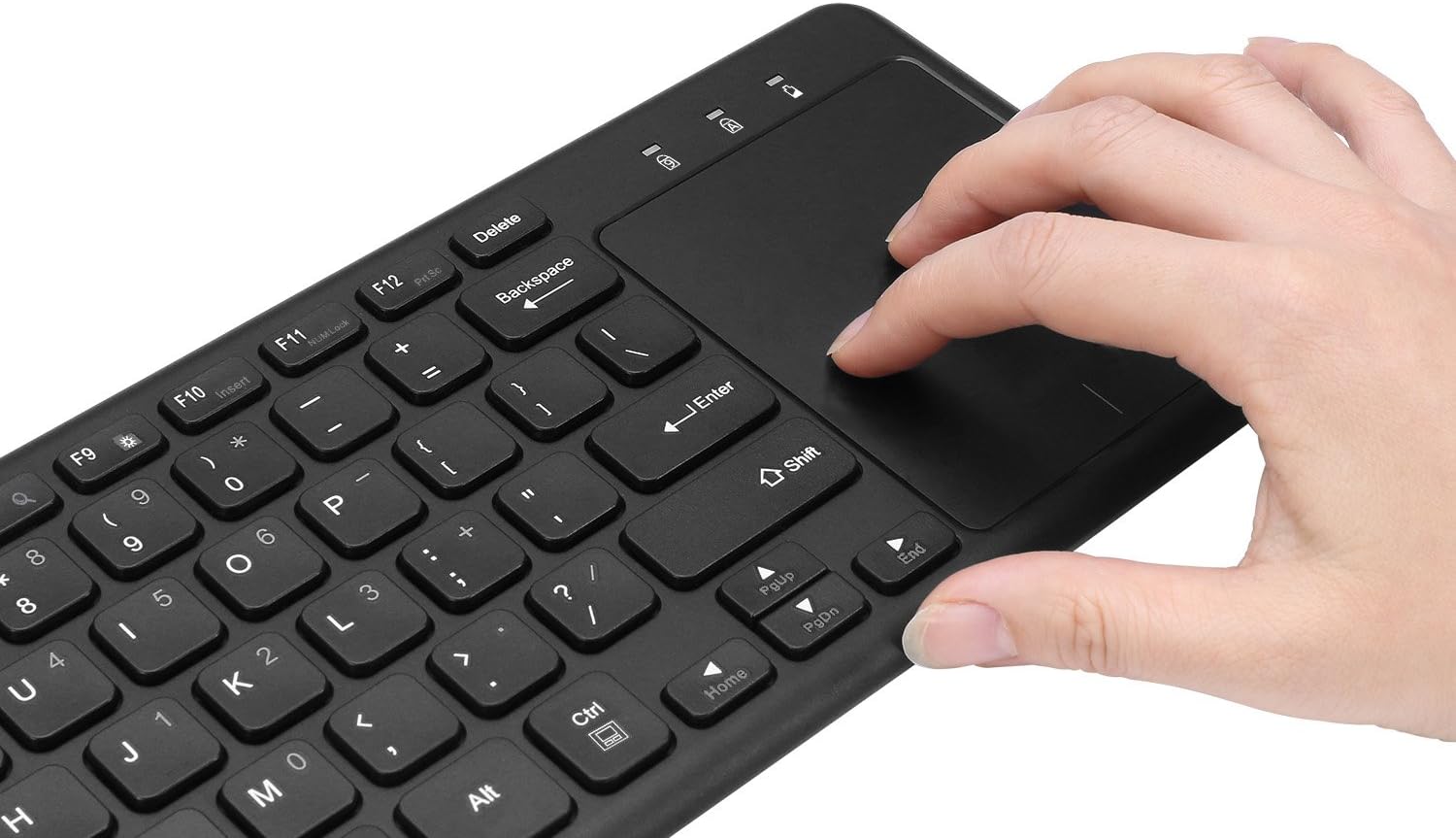 WKB-4050UB Wireless Keyboard with Built-in Touchpad, 2.4GHz RF Technology, Ultra-Slim Scissor Switch Keys, 30ft Range