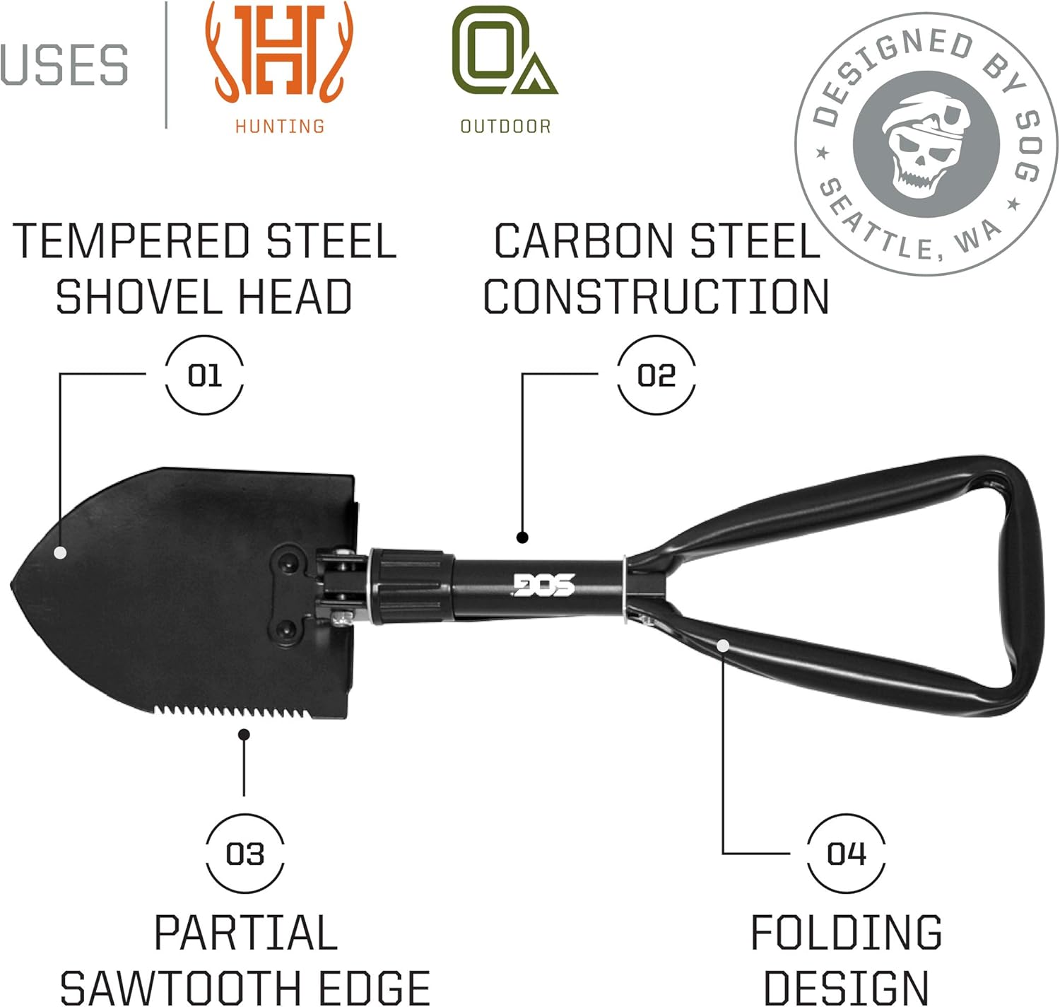 SOG Tactical Tomahawk- Throwing Hatchet, Versatile Survival Tactical Axe and Emergency Breaching Tool & Entrenching Tool