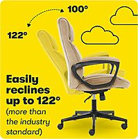 Serta Hannah Executive Home Office Desk Chair, Ergonomic Mid-Back with Lumbar Support, Firm Seat Cushion