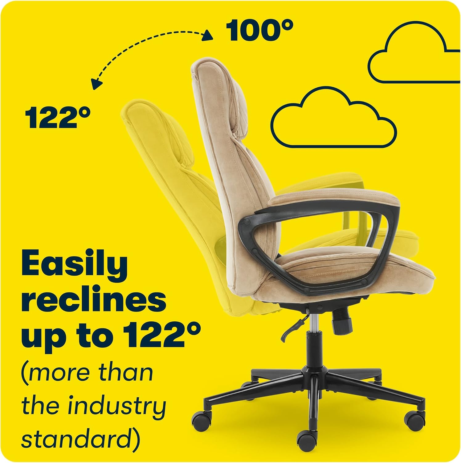 Serta Hannah Executive Home Office Desk Chair, Ergonomic Mid-Back with Lumbar Support, Firm Seat Cushion