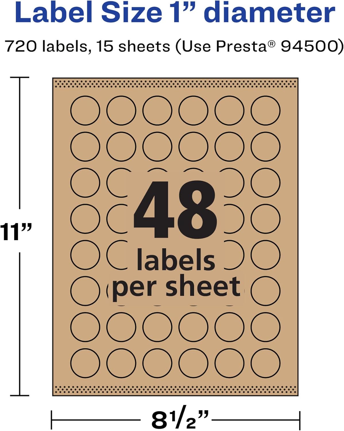 Avery Kraft Brown Round Labels, Sure Feed Technology, 1" Diameter, Print-to-The-Edge, Laser/Inkjet Printable