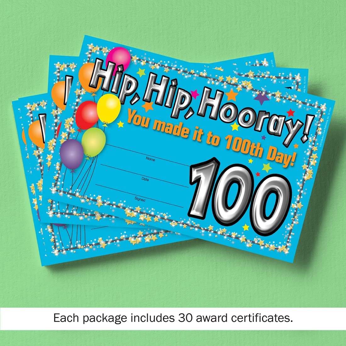 Barker Creek Recognition Awards, 100th Day, Celebrate Student Achievements with These Colorful Awards, 8.5" x 5.5"