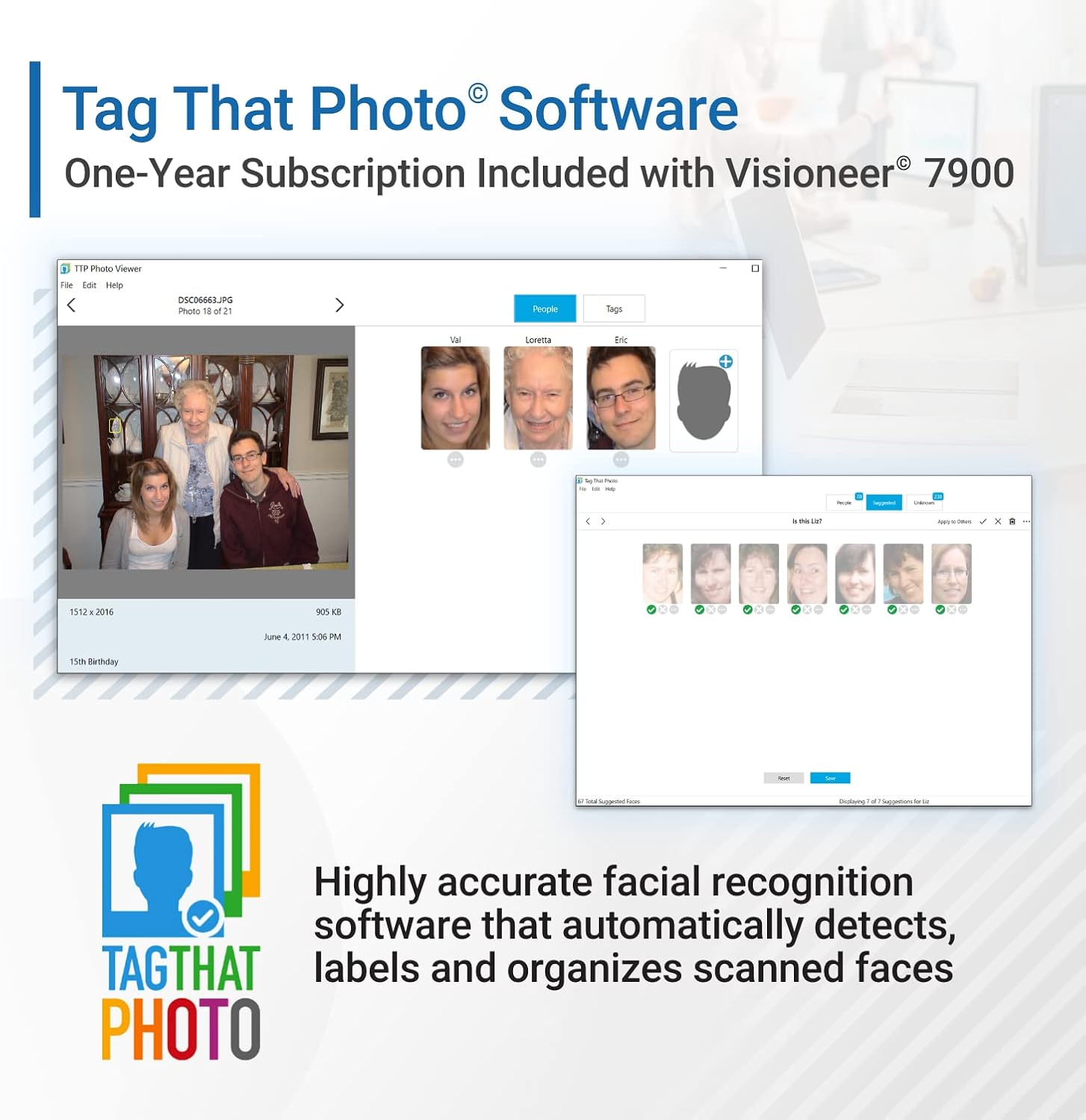 Visioneer Flatbed Color Photo and Document Scanner with Tag That Photo Software