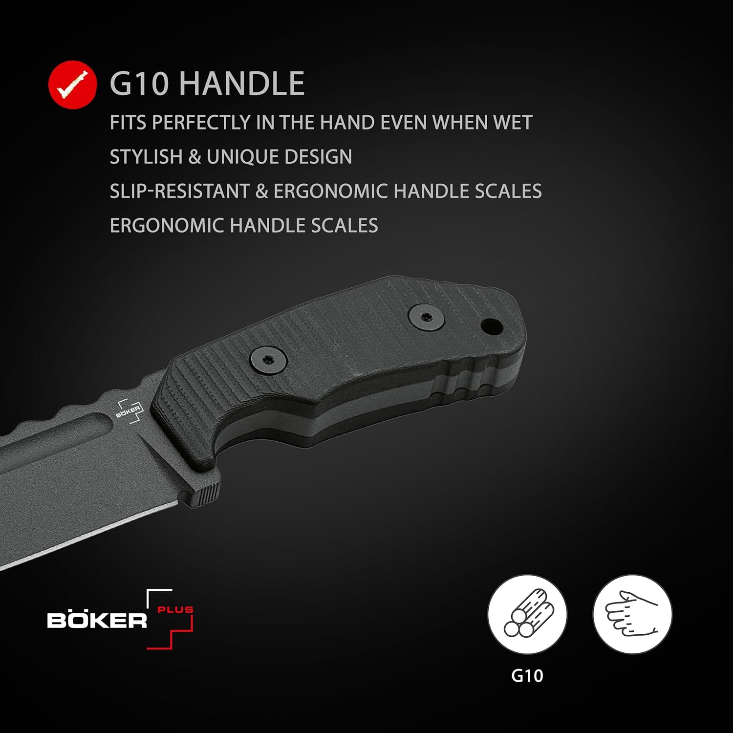 BÖKER PLUS Little Dvalin Fixed Blade EDC Knife - D2 Tanto - G10 - Kydex Sheath