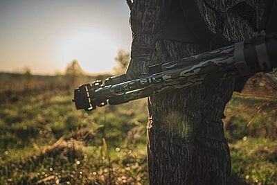 BOG DeathGrip Mossy Oak Bottomland Camo Tripod with Durable Aluminum Frame, Lightweight, Stable Design, Bubble Level, Adjustable Legs, and Hands-Free Operation for Hunting, Shooting, and Outdoors