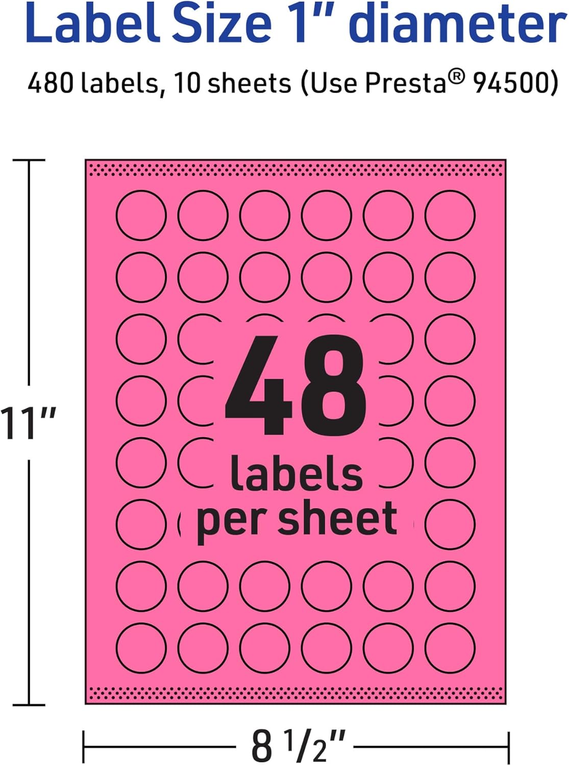 Avery Printable Round Labels, Sure Feed Technology, 1" Diameter, Bright Pink Labels, Print-to-The-Edge, Laser/Inkjet