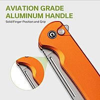 CIVIVI Chevalier II Folding Pocket Knife, Button Lock, 3.47\" Sheepsfoot Blade, Aluminum Handle