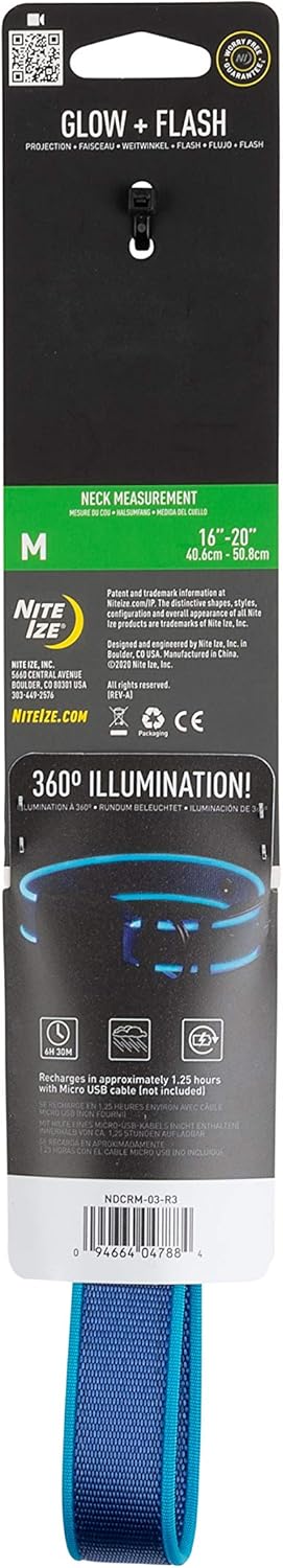 Nite Ize NiteDog Rechargeable LED Collar - Light Up Dog Collar with Durable Metal Buckle