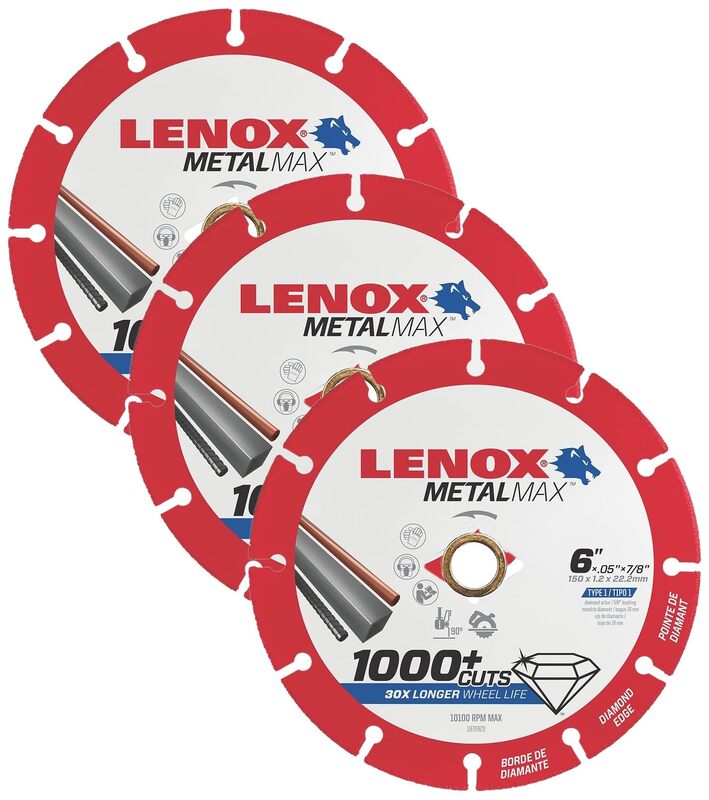 Lenox Tools 1972923 METALMAX Diamond Edge Cutoff Wheel, 6" x 7/8" (Pack of 3)