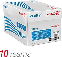 Xerox Vitality Multi-Use Printer & Copy Paper, 10 Reams, White, Letter (8.5in x 11in), 5000 Sheets Per Case, 20 Lb