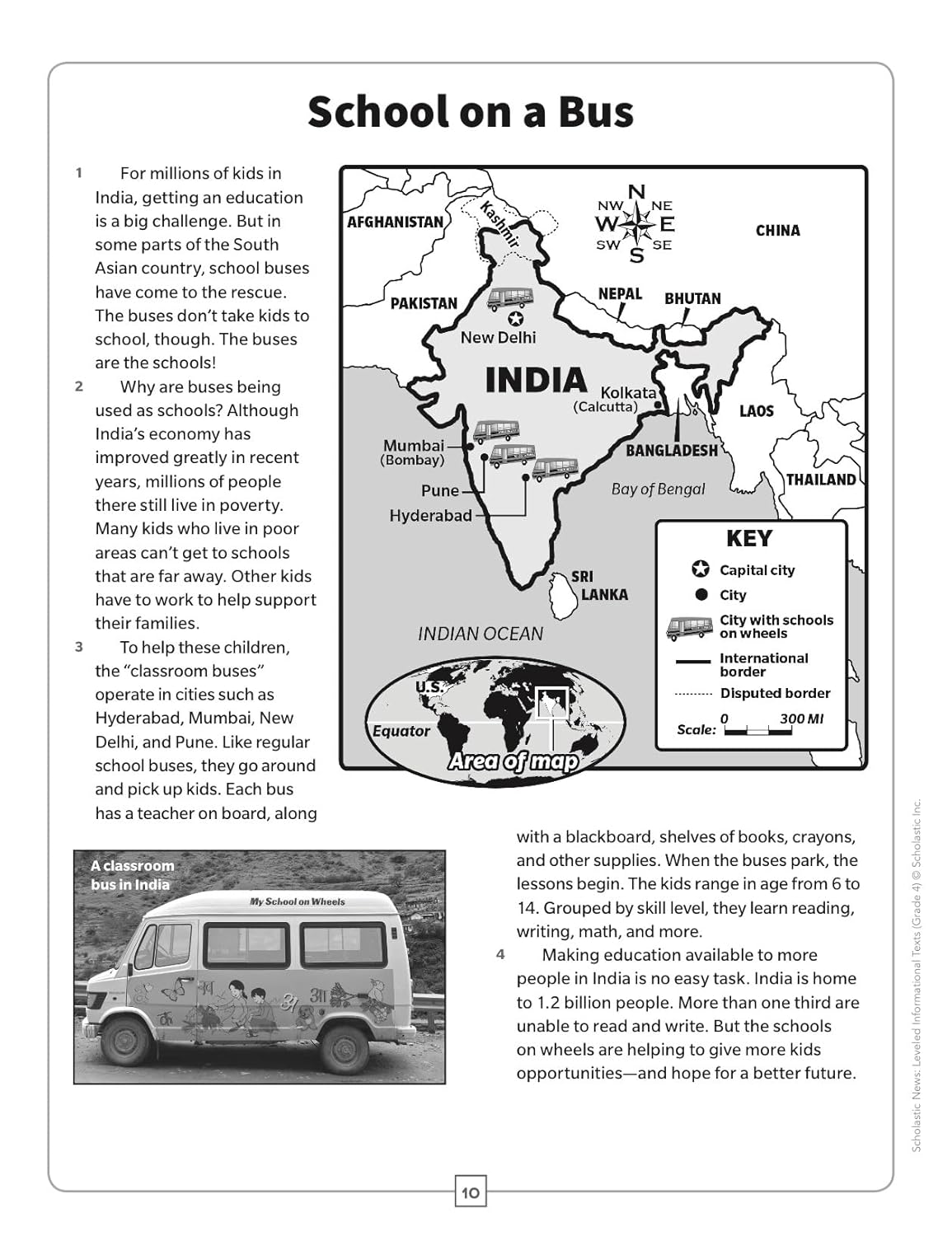 Scholastic News Leveled Informational Texts: Grade 4: High-Interest Passages Written in Three Levels With Comprehension