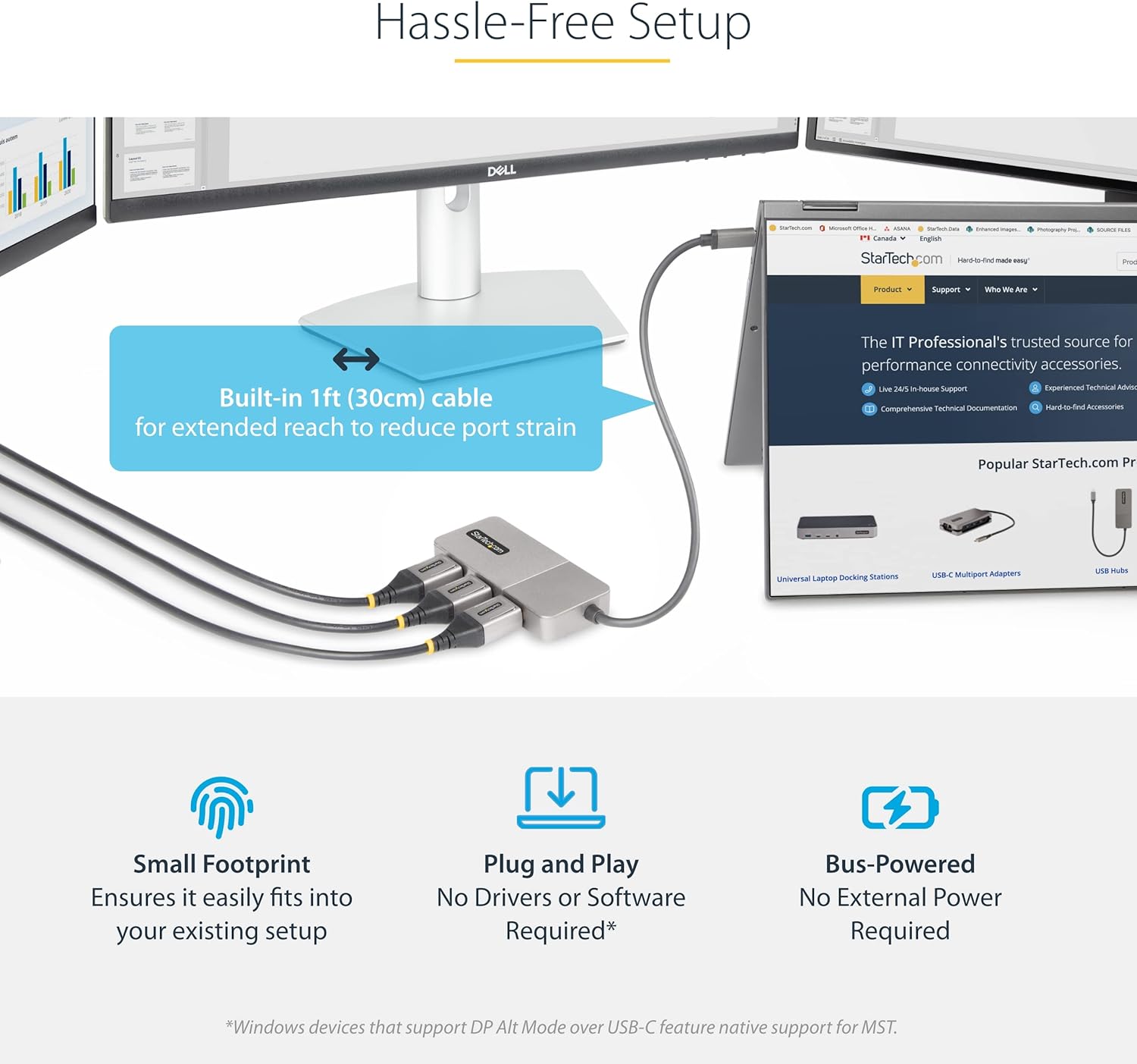 StarTech.com USB-C Multi-Monitor DisplayPort 1.4 MST Hub