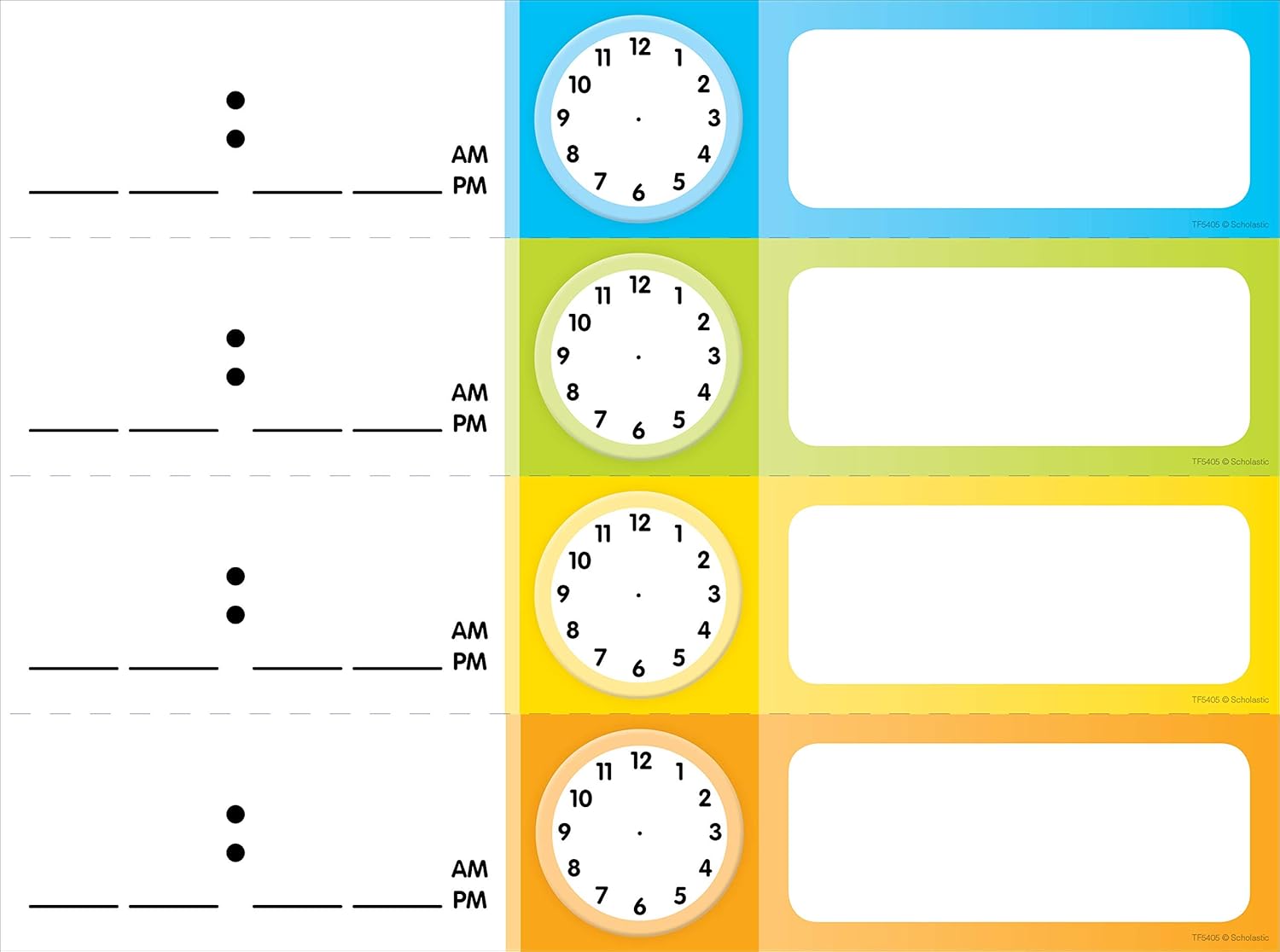 Scholastic Teacher's Friend Schedule Cards Pocket Chart Add-ons, Multiple Colors - Chart not included (TF5405) (Pack of 3)