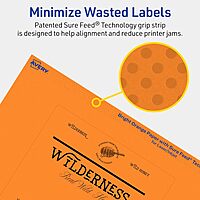 Avery Printable Rectangle Labels, Sure Feed Technology, 4" x 5", Bright Orange, Print-to-The-Edge, Laser/Inkjet Compatible