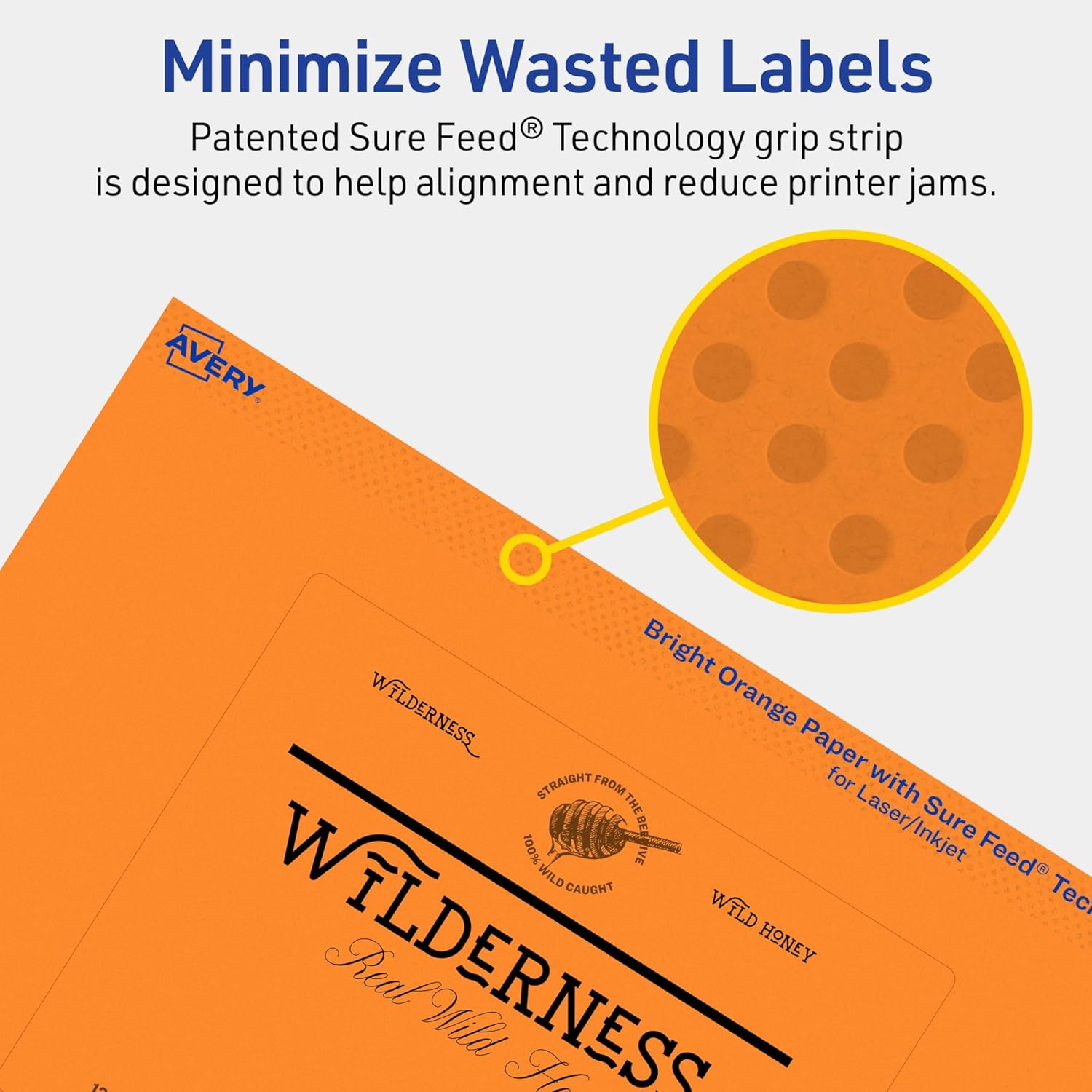 Avery Printable Rectangle Labels, Sure Feed Technology, 4" x 5", Bright Orange, Print-to-The-Edge, Laser/Inkjet Compatible