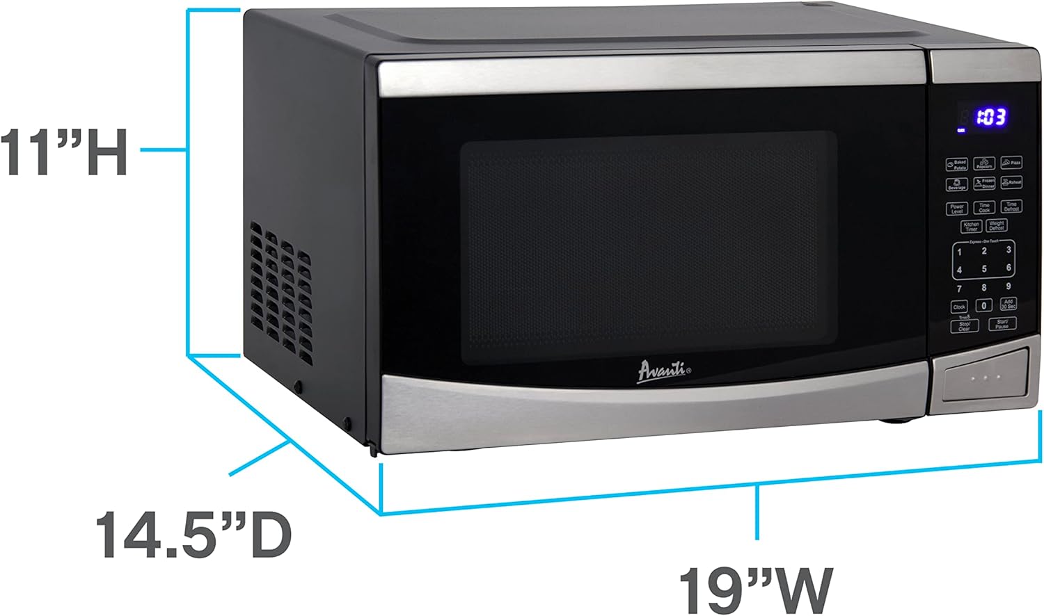 Avanti MT09V3S Microwave Oven 900-Watts Compact with 10 Power Levels and 6 Pre Cooking Settings, Speed Defrost