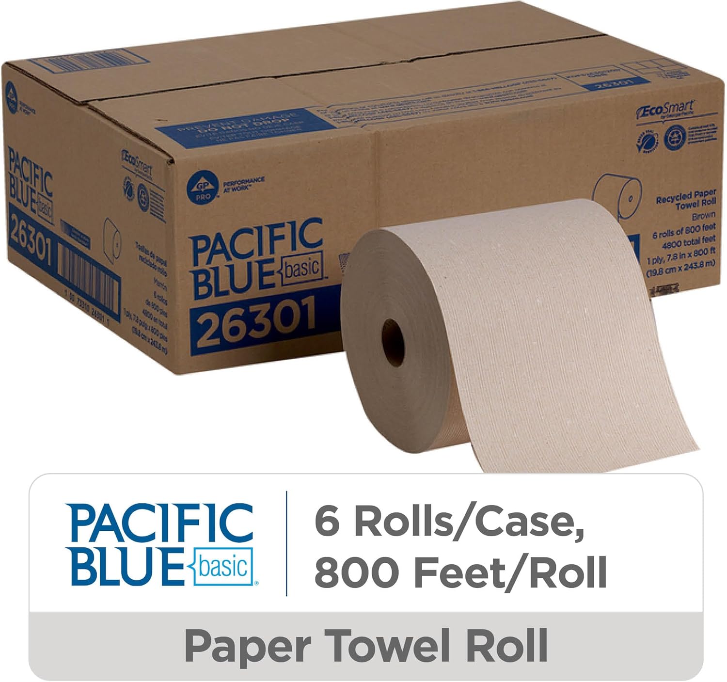 Georgia-Pacific Pacific Blue Basic Recycled Hardwound Paper Towel Rolls by GP PRO (Georgia-Pacific); Brown; 26301