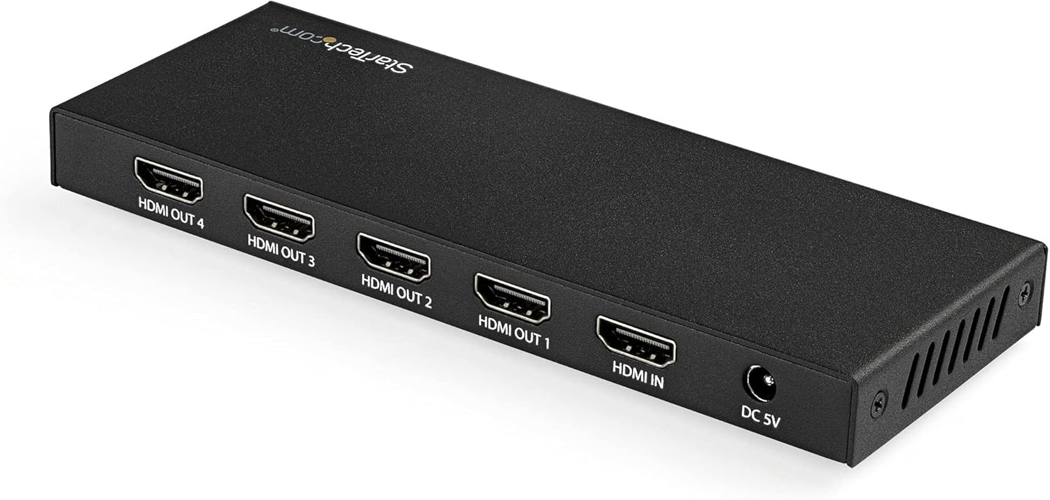 StarTech.com HDMI Splitter - 4-Port - 4K 60Hz - HDMI Splitter 1 In 4 Out - 4 Way HDMI Splitter